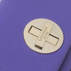 Pre Owned Kate Spade Purple Leather Astor Court Flap Crossbody Bag