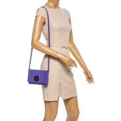 Pre Owned Kate Spade Purple Leather Astor Court Flap Crossbody Bag