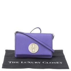 Pre Owned Kate Spade Purple Leather Astor Court Flap Crossbody Bag