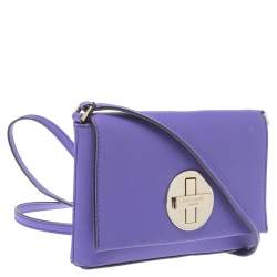 Pre Owned Kate Spade Purple Leather Astor Court Flap Crossbody Bag
