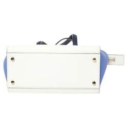 Pre Owned Kate Spade Blue/White Leather Small Cedar Street Hayden Tote