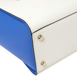 Pre Owned Kate Spade Blue/White Leather Small Cedar Street Hayden Tote