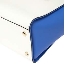 Pre Owned Kate Spade Blue/White Leather Small Cedar Street Hayden Tote