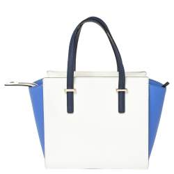 Pre Owned Kate Spade Blue/White Leather Small Cedar Street Hayden Tote