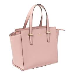 Pre Owned Kate Spade Powder Pink Leather Cedar Street Hayden Tote