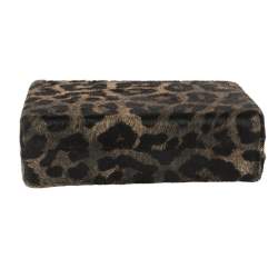 مملوكة مسبقًا Kate Spade Brown Leopard Print Calfhair Paws Off Box Chain Clutch