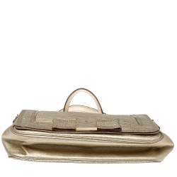 Pre Owned Kate Spade Gold Leather Flap Shoulder Bag