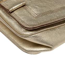 Pre Owned Kate Spade Gold Leather Flap Shoulder Bag