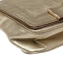 Pre Owned Kate Spade Gold Leather Flap Shoulder Bag