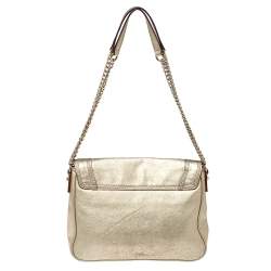 Pre Owned Kate Spade Gold Leather Flap Shoulder Bag