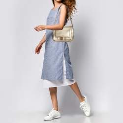 Pre Owned Kate Spade Gold Leather Flap Shoulder Bag