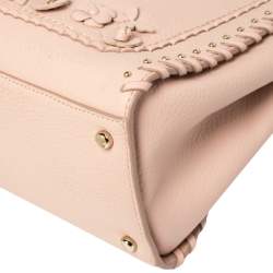 Pre Owned Kate Spade Pink Leather Small Larissa Floral Whipstitch Satchel