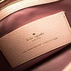 Pre Owned Kate Spade Pink Leather Small Larissa Floral Whipstitch Satchel