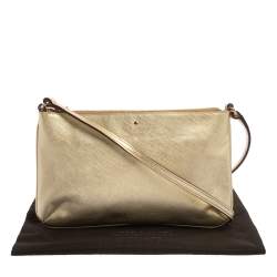 مملوكة مسبقًا Kate Spade Gold Leather Top Zip Crossbody Bag