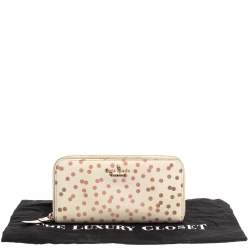 Kate Spade White/Red Polka Dots Zip Around Wallet
