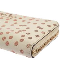 Kate Spade White/Red Polka Dots Zip Around Wallet