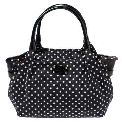 Pre Owned حقيبة كيت سبيد مزينة بولكا دوت جلد لامع و نايلون أبيض و أسود
