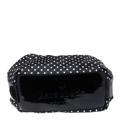 Pre Owned حقيبة كيت سبيد مزينة بولكا دوت جلد لامع و نايلون أبيض و أسود