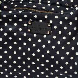 Pre Owned حقيبة كيت سبيد مزينة بولكا دوت جلد لامع و نايلون أبيض و أسود