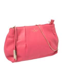 Pre Owned Kate Spade Pink Leather Chain Clutch