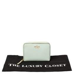 مملوكة مسبقًا محفظة كيت سبيد كومباكت سحاب ملتف جلد أخضر م ينت
