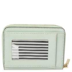 مملوكة مسبقًا محفظة كيت سبيد كومباكت سحاب ملتف جلد أخضر مينت