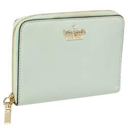 مملوكة مسبقًا محفظة كيت سبيد كومباكت سحاب ملتف جلد أخضر مينت