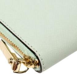 مملوكة مسبقًا محفظة كيت سبيد كومباكت سحاب ملتف جلد أخضر مينت