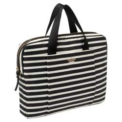 Kate Spade Black/White Striped Satin Classic 13 Inches Laptop Bag