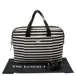 Kate Spade Black/White Striped Satin Classic 13 Inches Laptop Bag