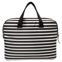 Kate Spade Black/White Striped Satin Classic 13 Inches Laptop Bag