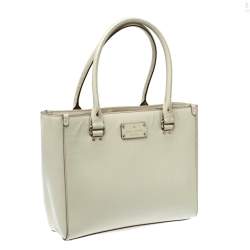 Pre Owned حقيبة يد كيت سبيد ويسللى كوين جلد عاجية