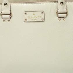 Pre Owned حقيبة يد كيت سبيد ويسللى كوين جلد عاجية