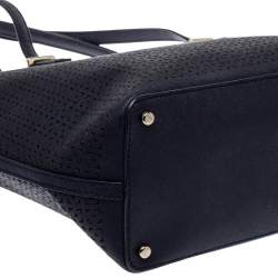 Pre Owned حقيبة يد تورى برش سيدار ستريت هارمونى مينى جلد مثقب كحلية