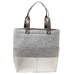 Kate Spade Grey Frosted Wool and Leather Quinn Tote