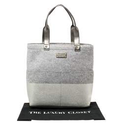 Kate Spade Grey Frosted Wool and Leather Quinn Tote