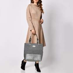 Kate Spade Grey Frosted Wool and Leather Quinn Tote