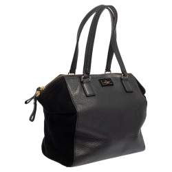 Pre Owned Kate Spade Black Leather and Suede Magnolia Park Ollie Tote