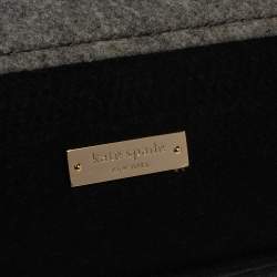 Pre Owned Kate Spade Grey/Black Felt Fabric Beantown Quinn Tote