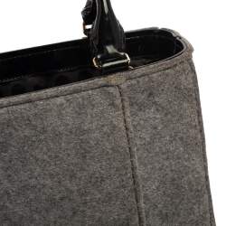 Pre Owned Kate Spade Grey/Black Felt Fabric Beantown Quinn Tote