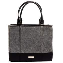Pre Owned Kate Spade Grey/Black Felt Fabric Beantown Quinn Tote