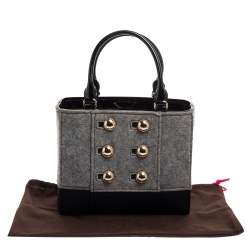Pre Owned Kate Spade Grey/Black Felt Fabric Beantown Quinn Tote