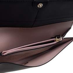 Pre Owned Kate Spade Balck Leather Cyra Flap Continental Wallet