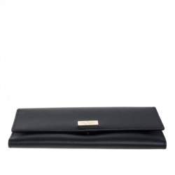 Pre Owned Kate Spade Balck Leather Cyra Flap Continental Wallet