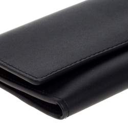 Pre Owned Kate Spade Balck Leather Cyra Flap Continental Wallet