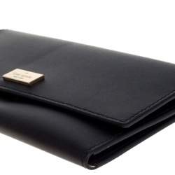 Pre Owned Kate Spade Balck Leather Cyra Flap Continental Wallet