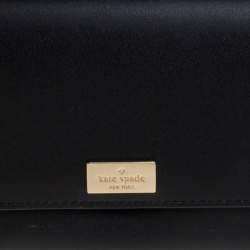 Pre Owned Kate Spade Balck Leather Cyra Flap Continental Wallet
