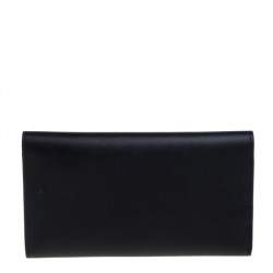 Pre Owned Kate Spade Balck Leather Cyra Flap Continental Wallet