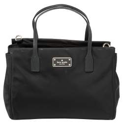 Pre Owned Kate Spade Black Nylon And Leather Avenue Tote