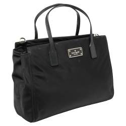 Pre Owned Kate Spade Black Nylon And Leather Avenue Tote